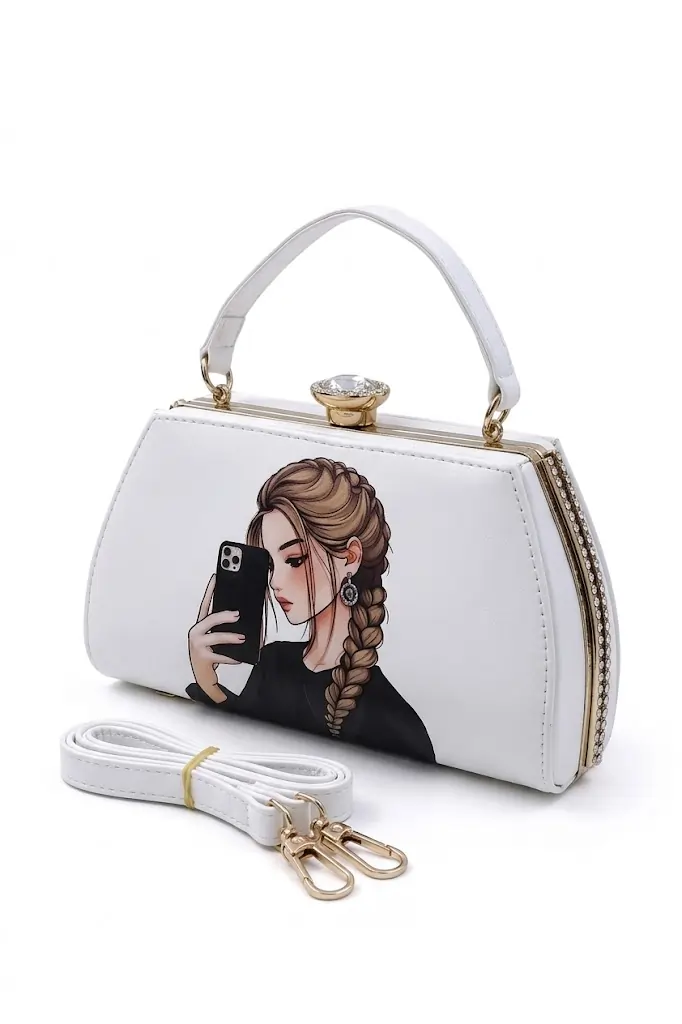 Girl Portrait Box Clutch